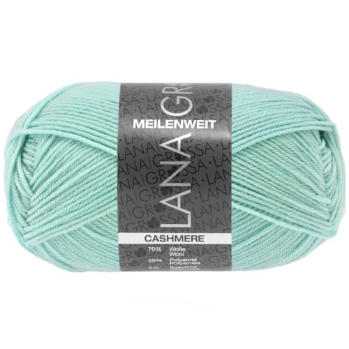 LANA GROSSA Meilenweit 50g Cashmere | Sockenklassiker, waschmaschinenfest | Handstrickgarn aus 70% Schurwolle (superwash), 25% Polyamid & 5% Kaschmir | 50g Wolle zum Stricken & Häkeln | 210m Garn von Lana Grossa