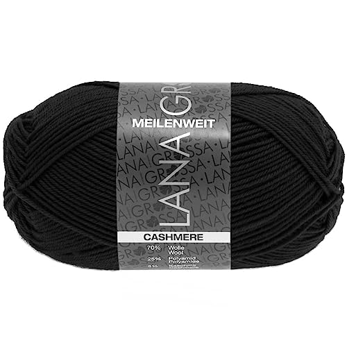 LANA GROSSA Meilenweit 50g Cashmere | Sockenklassiker, waschmaschinenfest | Handstrickgarn aus 70% Schurwolle (superwash), 25% Polyamid & 5% Kaschmir | 50g Wolle zum Stricken & Häkeln | 210m Garn von Lana Grossa