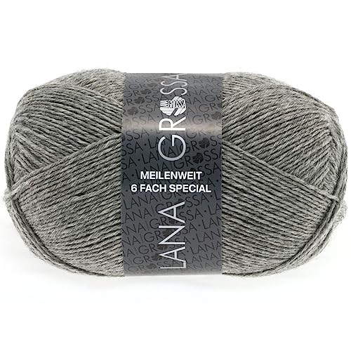 LANA GROSSA Meilenweit 6-fach 150 | 6-fädiger Sockenklassiker, waschmaschinenfest | Handstrickgarn 80% Schurwolle & 20% Polyamid | 150g Wolle zum Stricken & Häkeln | 390m Garn von Lana Grossa