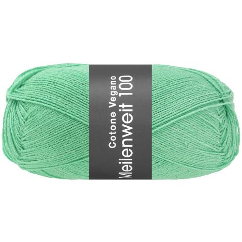 LANA GROSSA Meilenweit Cotone Vegano| Die Sockengarn-Alternative ohne tierische Fasern | Handstrickgarn aus 76% Baumwolle, 14% Polyamid & 10% Polyester | 100g Wolle zum Stricken & Häkeln | 420m Garn von Lana Grossa