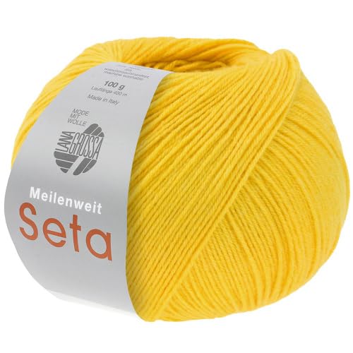 LANA GROSSA Meilenweit Seta Lampone | Hochwertiges Sockengarn mit Seidenanteil, waschmaschinenfest | Handstrickgarn 55% Schurwolle (Merino), Polyamid, & Seide | 100g 400m Wolle zum Stricken & Häkeln von Lana Grossa