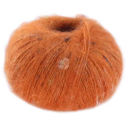 LANA GROSSA Natural Superkid Tweed | Feines Lace-Garn aus 60% Superkid Mohair mit 30% Seide, 7% Baumwolle, 3% Polyester und zarten Tweednoppen | 25g Wolle zum Stricken & Häkeln | 200m Garn von Lana Grossa