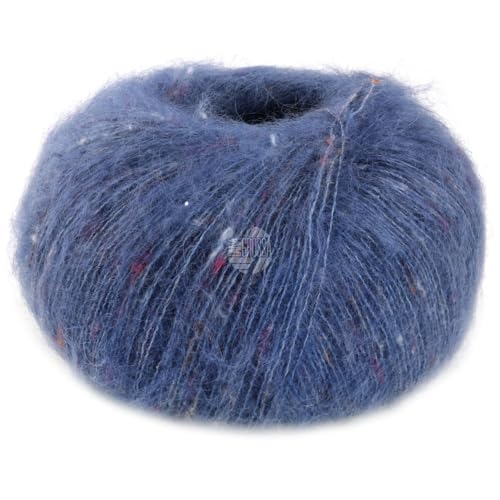 LANA GROSSA Natural Superkid Tweed | Feines Lace-Garn aus 60% Superkid Mohair mit 30% Seide, 7% Baumwolle, 3% Polyester und zarten Tweednoppen | 25g Wolle zum Stricken & Häkeln | 200m Garn von Lana Grossa