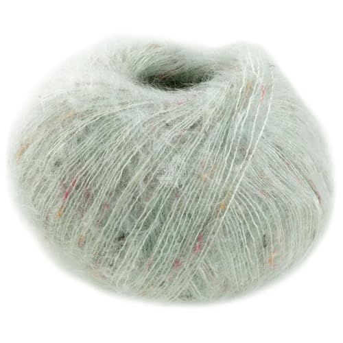 LANA GROSSA Natural Superkid Tweed | Feines Lace-Garn aus 60% Superkid Mohair mit 30% Seide, 7% Baumwolle, 3% Polyester und zarten Tweednoppen | 25g Wolle zum Stricken & Häkeln | 200m Garn von Lana Grossa