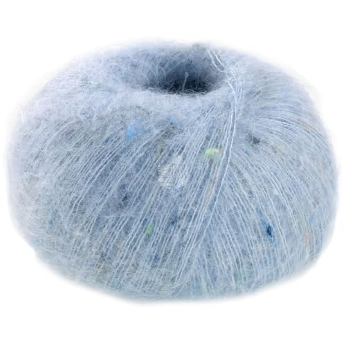 LANA GROSSA Natural Superkid Tweed | Feines Lace-Garn aus 60% Superkid Mohair mit 30% Seide, 7% Baumwolle, 3% Polyester und zarten Tweednoppen | 25g Wolle zum Stricken & Häkeln | 200m Garn von Lana Grossa