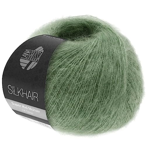 LANA GROSSA Silkhair | Feines Lace-Garn aus Superkid Mohair mit Seide | Handstrickgarn aus 70% Mohair (Superkid) & 30% Seide | 25g Wolle zum Stricken & Häkeln | 210m Garn von Lana Grossa