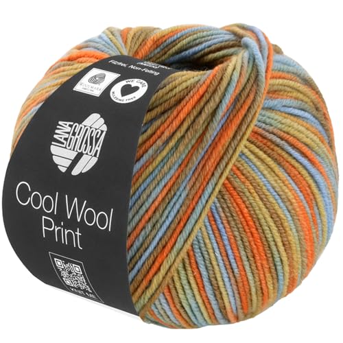 LANA GROSSA Cool Wool Print | Extrafeine Merinowolle waschmaschinenfest und filzfrei | Handstrickgarn aus 100% Schurwolle (Merino extrafein) | 50g Wolle zum Stricken & Häkeln | 160m Garn von Lana Grossa