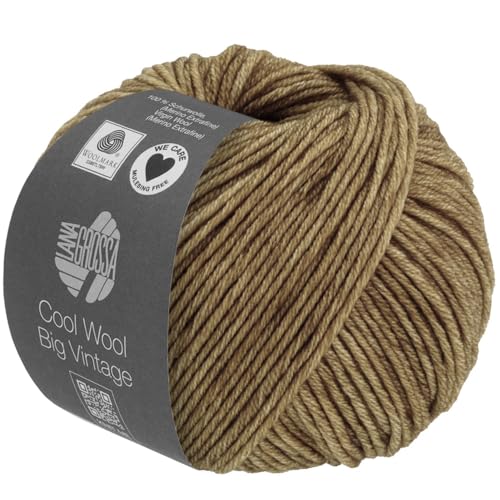 Lana Grossa Cool Wool Big VINTAGE 50 g Ton-in-Ton gefärbte Merinowolle in Vintage-Optik 120 m, Farbe:7182 - Sandbeige von Lana Grossa