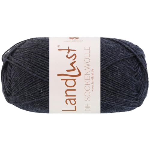 LANA GROSSA Landlust die Sockenwolle 50g | Klassisches Sockengarn in edlen Melangefarben aus 80% Schurwolle (Merino) & 20% Polyamid | 50g waschmaschinenfeste Wolle zum Stricken & Häkeln | 210m Garn von Lana Grossa