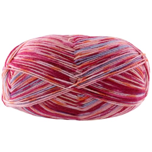 Lana Grossa MEILENWEIT 100 g AKTION! zeitlose 4-fach Sockenwolle 420 m, Farbe:2994 - Weinrot/Rosa/Hellrot/Lila/Gelb von Lana Grossa