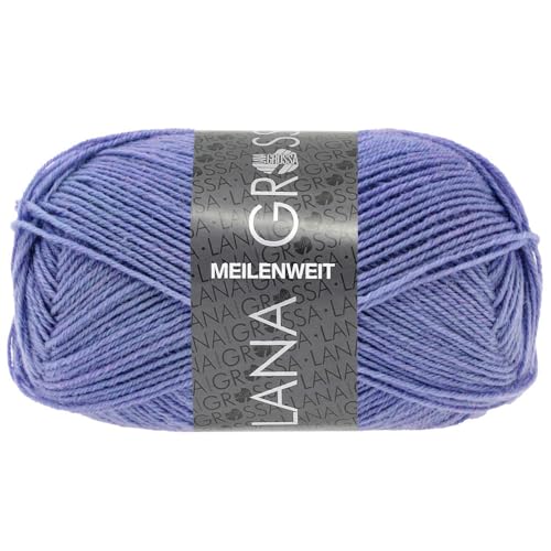 Lana Grossa MEILENWEIT 50 g UNI 4-fach Sockenwolle mit 80% Schurwolle 210 m, Farbe:1414 - Veilchenblau von Lana Grossa