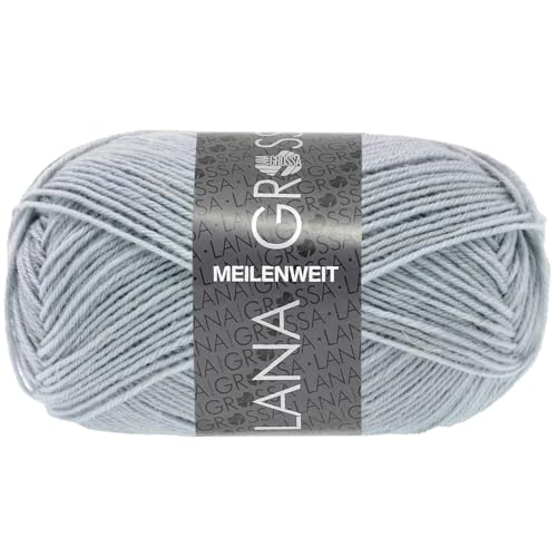 Lana Grossa MEILENWEIT 50 g UNI 4-fach Sockenwolle mit 80% Schurwolle 210 m, Farbe:1416 - Blaugrau von Lana Grossa