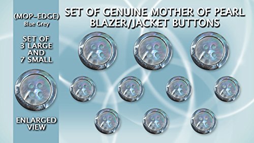 Set of Genuine Blue/Grey Mother of Pearl Blazer/Jacket Buttons (Black Lip) 3L & 7S by Lana's Magic von Lana's Magic