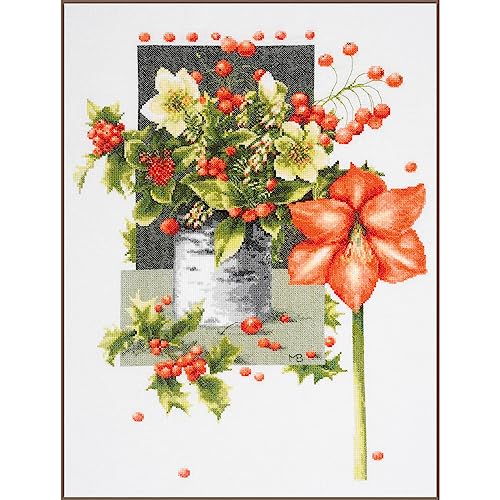 Lanarte Kreuzstich Stickpackung Holly Jolly Amaryllis Marjolein Bastin Aida Zählmuster von Lanarte