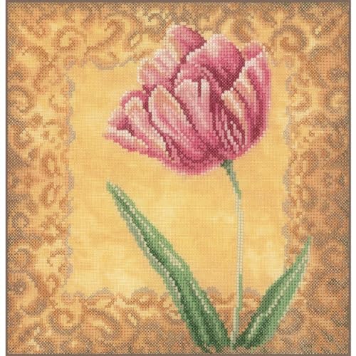 Lanarte Kreuzstichset Tulpe, Kreuzstichpackung mit Zählmuster, Baumwolle, Mehrfarbig, 22 x 22 x 0,3 cm von Lanarte