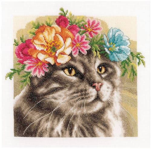 Lanarte PN-0191867 COUNTED CROSS STITCH MAINE COON Kreuzstich Set Zählmuster, Baumwolle, mehrfarbig, 29x29cm von Lanarte