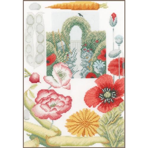 Lanarte Zählmuster Gemüsegarten Aida Kreuzstichpackung, Baumwolle, Mehrfarbig, 25 x 35 x 0.3 cm von Lanarte