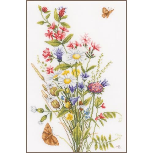 Lanarte Zählmusterpackung Feld- und Wiesenblumen Zähls Kreuzstichpackung, Baumwolle, Mehrfarbig, 31 x 47 x 0.3 cm von Lanarte