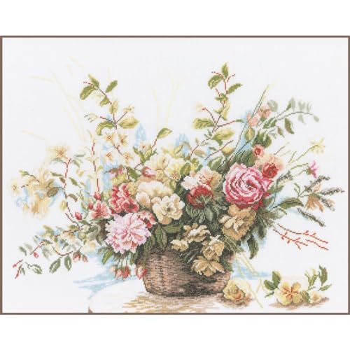 Lanarte Zählmusterpackung Rosen Kreuzstichpackung, Baumwolle, Mehrfarbig, 49 x 39 x 0.3 cm von Lanarte