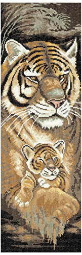 Lanarte Zählmusterpackung Tiger Mutter & Welpe Aida Kreuzstichpackung, Baumwolle, Mehrfarbig, 20 x 55 x 0.3 cm von Lanarte