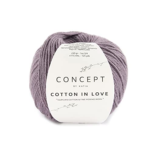 Cotton in Love de Katia Baumwolle und Wolle 50 Gramm Knäuel 115 Meter Farbe Berengena (54) von Lanas Katia