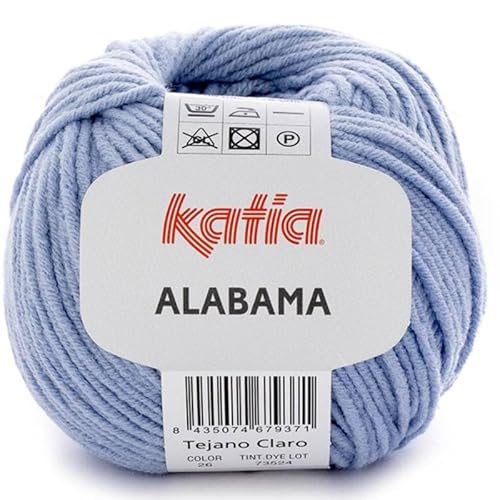 Lanas Katia Alabama Wolle: Baumwolle-Acryl-Mischung, 50g/105m, Himmelblau, Garn von Lanas Katia