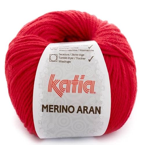 Merino ARAN Wolle Katia rot Cod. 4 von Lanas Katia