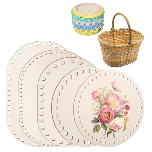 5 Stück korbboden zum Häkeln – Holzboden zum Häkeln für DIY Basteln & Handwerkskunst, Naturholzkorbboden Set 15/20/25/30cm Oval/Rund | Korbweben für Heimdekoration & Geschenkideen 5 Stück korbboden zum Häkeln – Holzboden zum Häkeln für DIY Basteln & Handwerkskunst, Naturholzkorbboden Set 15/20/25/30cm Oval/Rund | Korbweben für Heimdekoration & Geschenkideen von LandReCol