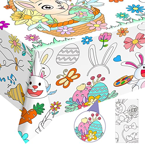 Landifor 2 Stück Ostern Ausmaltischdecke Kinder Tischdecke zum Ausmalen bemalbare Papiertischdecke Mal Mich Bunt Maltischdecke für Ostern Kindergeburtstag Frühlingsparty von Landifor