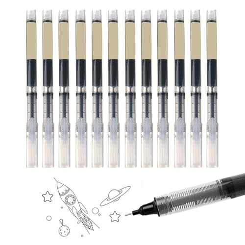 Landrain 12 Stück 0.5mm Schnell Trocknende Tinte Gel Pen, Gelstifte Schwarz, Gel Kugelschreiber Hochwertig von Landrain