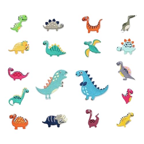 Landrain 18 Stück Patches Aufnäher Zum Aufbügeln, Bügelbilder Kinder Dino, Bügelflicken Kinder von Landrain