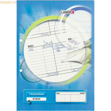 Landre T-Kontenblock A4 25 Blatt 80 g/qm 8 cm gelocht von Landre