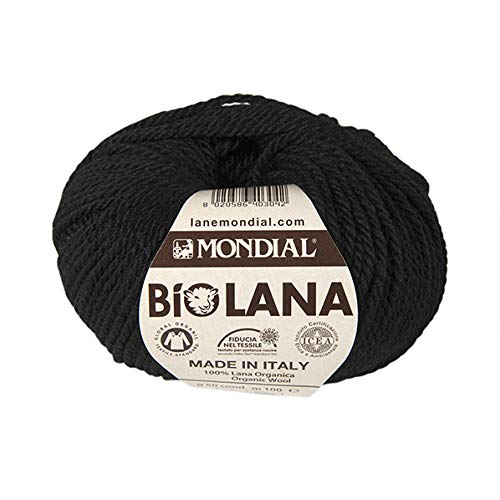 Lane Mondial COL. 200 schwarz, 50 Gramm Wolle Bio von Lane Mondial