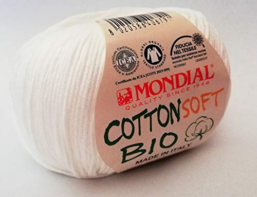 Mondial - Coton Soft - Spezielle Wolle für Babys Maschinenwaschbar, antiallergisch, 100 % reine ägyptische Mako-Baumwolle., 100 BIANCO, 50 GRAMMI Mondial - Coton Soft - Spezielle Wolle für Babys Maschinenwaschbar, antiallergisch, 100 % reine ägyptische Mako-Baumwolle., 100 BIANCO, 50 GRAMMI von Lane Mondial