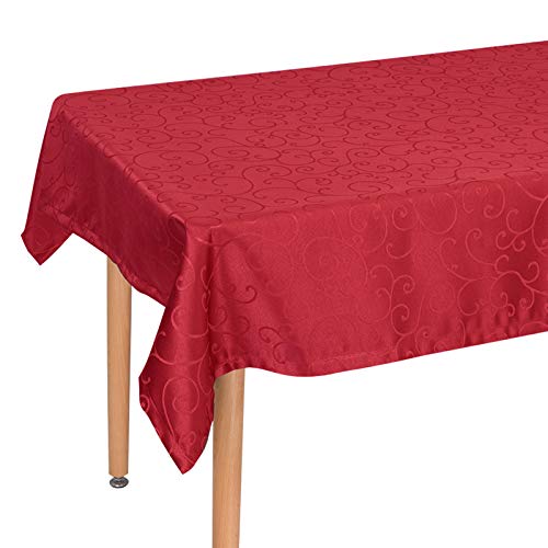 Laneetal Tischdecke Tischtuch Ornamente Damast Seidenglanz Tafeldecke abwaschbar wasserdicht schmutzabweisend Eckig Rund wählbar Dunkelrot 130x220 cm von Laneetal