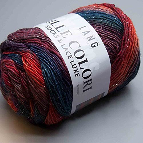 LANG YARNS Mille Colori Socks & Lace Luxe - Farbe: Grün/Blau/Rot (0016) - 100 g / ca. 400 m Wolle von Lang Yarns