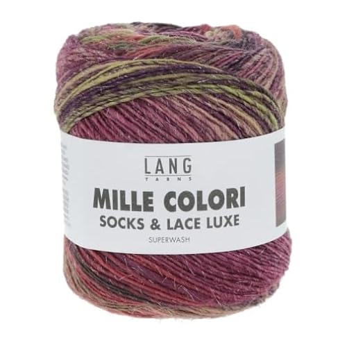 Lang Yarns Mille Colori Socks and LACE Luxe 859.0204 - Bordeaux/Dunkelgrün/Lachs von Lang Yarns