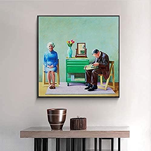 Leinwand Wandkunst 50x50 cm Rahmenlose Liebhaber David Hockney Meine Eltern Gedruckte Leinwand Kunst Wohnzimmer und Schlafzimmer Home Wanddekoration von LangGe