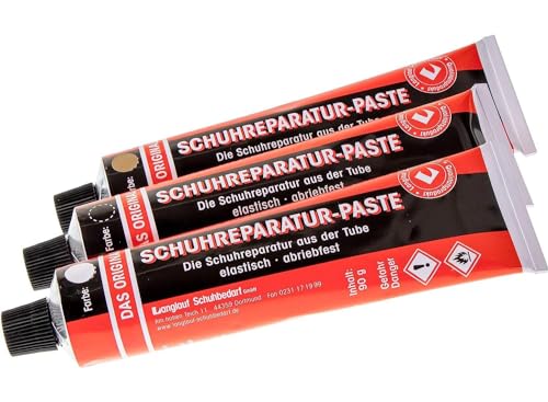 Schuhreparatur aus der Tube - Das Original - 3er Set Reparaturpaste Schuhe und Schuhsohlen - Schuhreparatur Set - Flüssiggummi für Schuhe - Absatz Reparatur - Schuhsohlen Reparaturpaste Skater Schuhe von Langlauf Schuhbedarf