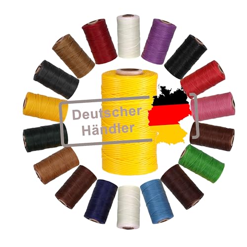 Langlauf Schuhbedarf Ledergarn gewachst 1mm x 0,3mm I Sattlergarn - gewachster Faden aus Polyester stabil & haltbar I Wachsgarn Forellenfaden Outdoor Nähgarn in Profiqualität (gelb) von Langlauf Schuhbedarf