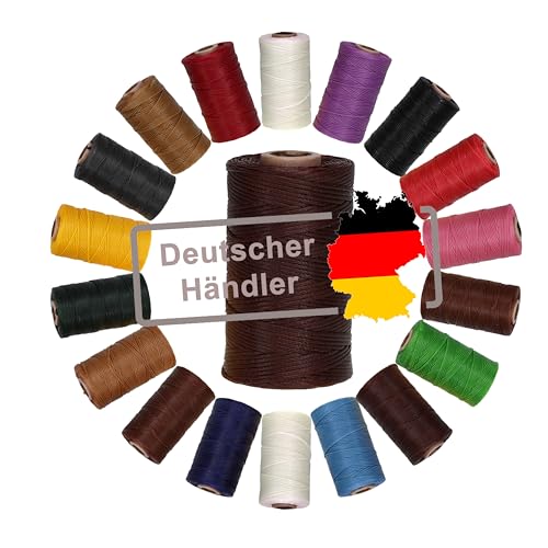 Langlauf Schuhbedarf Ledergarn gewachst 1mm x 0,3mm I Sattlergarn - gewachster Faden aus Polyester stabil & haltbar I Wachsgarn Forellenfaden Outdoor Nähgarn in Profiqualität (braun) von Langlauf Schuhbedarf