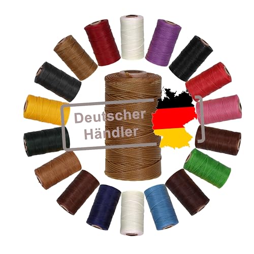 Langlauf Schuhbedarf Ledergarn gewachst 1mm x 0,3mm I Sattlergarn - gewachster Faden aus Polyester stabil & haltbar I Wachsgarn Forellenfaden Outdoor Nähgarn in Profiqualität (haselnussbraun) von Langlauf Schuhbedarf