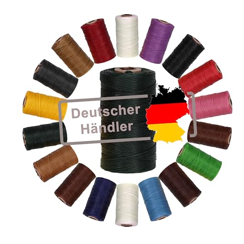 Langlauf Schuhbedarf Ledergarn gewachst 1mm x 0,3mm I Sattlergarn - gewachster Faden aus Polyester stabil & haltbar I Wachsgarn Forellenfaden Outdoor Nähgarn in Profiqualität (dunkelgrün) von Langlauf Schuhbedarf