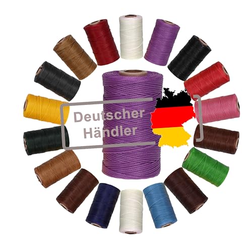 Langlauf Schuhbedarf Ledergarn gewachst 1mm x 0,3mm I Sattlergarn - gewachster Faden aus Polyester stabil & haltbar I Wachsgarn Forellenfaden Outdoor Nähgarn in Profiqualität (violett) von Langlauf Schuhbedarf