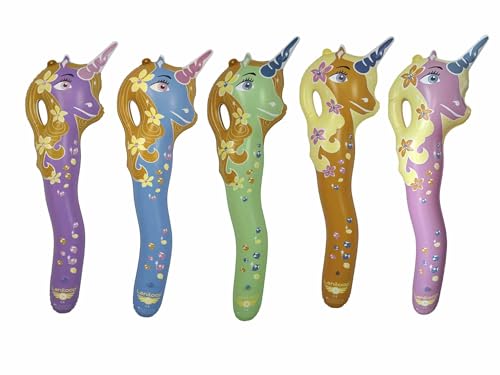Laniloop - 10 Aufblasbare Einhörne - Prinzessen Party Mitgebsel Steckenpferde Gastgeschenke Hochwertige Spielzeug Rollenspiele Accessoires von Laniloop