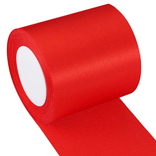 Rotes Band, breit, 22 m x 8 cm, breites Satinband, einfarbig, Stoffband, Dekoration, Band für Geschenkverpackung, Weihnachten, Party, Hochzeit, Satinschleife von Lanjue