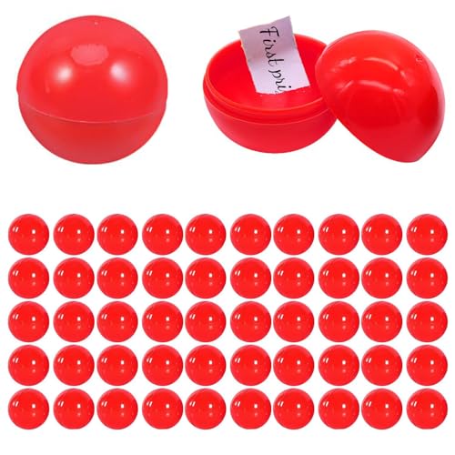 Lansls 50 Stück Ping Pong Bälle, Plastikkugeln Klein, Lotterie Bälle, Lotterie Kugeln Bälle, Tombola-Bälle, Bingo Spielbälle, Bunte Kugeln, Teilbare Plastikkugeln Leere für Bingo Spiel (Rot) von Lansls