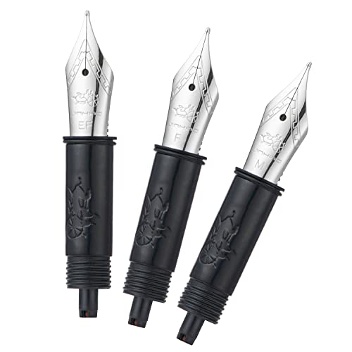 3er Set Jinhao 82 Füllfederhalter Feder mit schwarzem Teilvorschub (EF, F und M) silber - kompatibel mit Jinhao 82, 88, 95 Füllfederhalter von Lanxivi