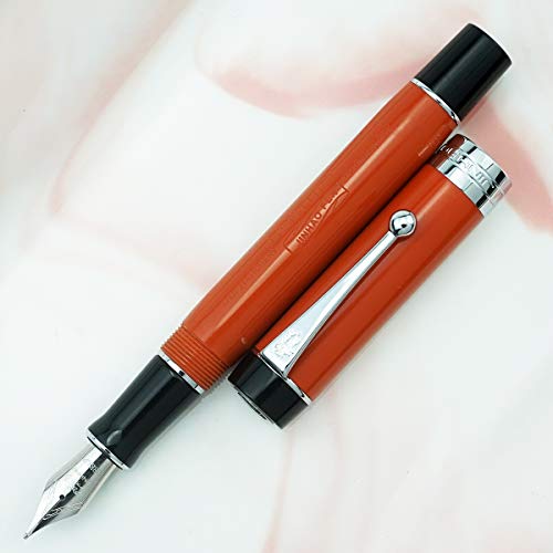 Jinhao 100 Centennial Resin Red Füllfederhalter mit Jinhao Logo Silver Trim Iridium Medium 0,7 mm mit Konverter Office Pen for Business von Lanxivi