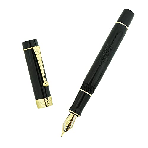 Jinhao 100 Centennial Resin Schwarz Füllfederhalter mit Jinhao Logo Iridium Fein 0,5 mm mit Konverter Office Pen für Business von Lanxivi